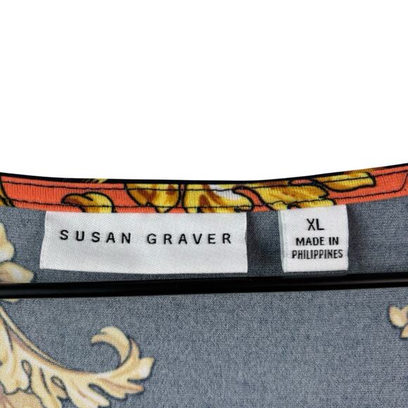 Susan Graver Womens Dress XL Orange Multi Color Liquid Knit Zebra Chain Stretchy - Picture 2 of 7